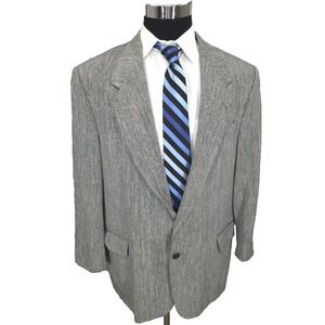 Versini Blazer Jacket Mens 46 Gray Herringbone Sport Coat Business Wear Silk